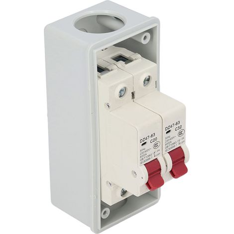 Boîtier de Commutation Étanche IP65 2 Modules avec Disjoncteur Type C 20A-32A pour Usage Extérieur (1/5)