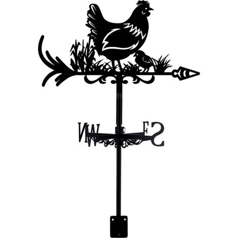 Segnaletica direzionale per giardino pensile in ferro battuto con animali in metallo, erba di pollo, decorazione per fattoria esterna, indicatore di direzione del vento cavo (1/4)