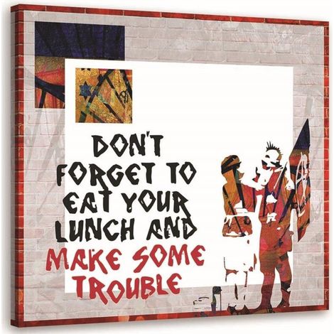 Tableau sur toile Banksy art de rue moderne 40x40 (1/5)