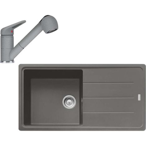 Franke Set - Set da cucina G138, lavello in fragranite BFG 611 e miscelatore FC 9547.424, pietra grigia 114.0510.597