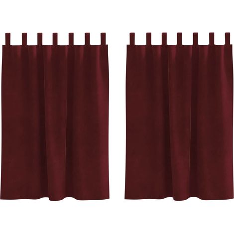 Rideaux occultants 2 pcs Bordeaux 140 x 140 cm Velours (1/4)