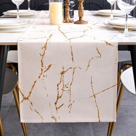 Chemin de Table Blanc et Or 183×33 cm