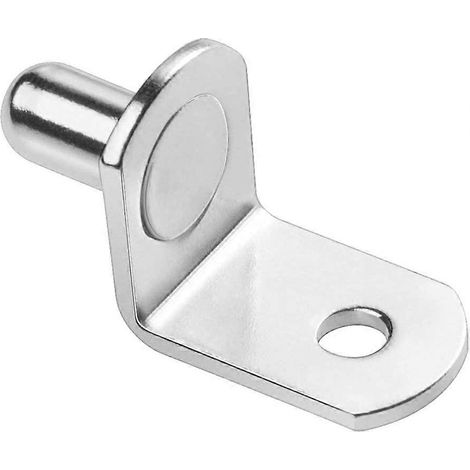 50 supports d'étagère en métal nickelé de 6 mm, en forme de L, pour étagères en bois ou en verre, pour meubles, armoires, placards, bibliothèques (1/5)