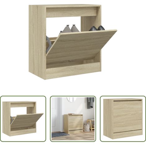 vidaXL Armoire bois - Armoire à chaussures chêne sonoma 60x34x63,5 cm bois ingénierie (1/5)