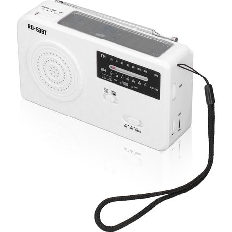 Handkurbel-Solarradio, multifunktionale Camping-Taschenlampe, USB-Ladefunktion, Notfallradio, Weiß (1/5)
