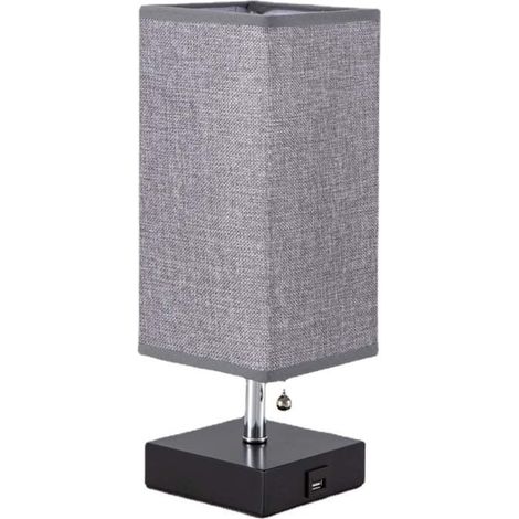VURAHOME - Lampe Chevet de Nuit Abat-jour Chambre, Lampe de Table Moderne Carré, Base en Bois Naturel et Léger (1/5)