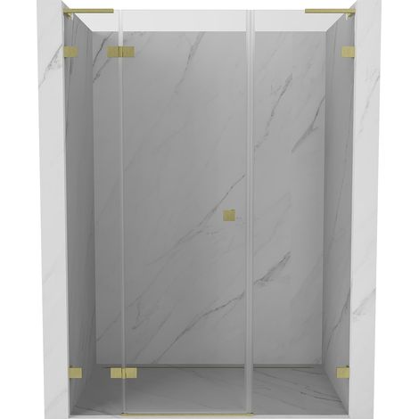 Mexen Lunar L Duschabtrennung, links öffnend, 135 cm, transparent, gebürstetes Gold - 834SL-135-050-55-00-L (1/5)