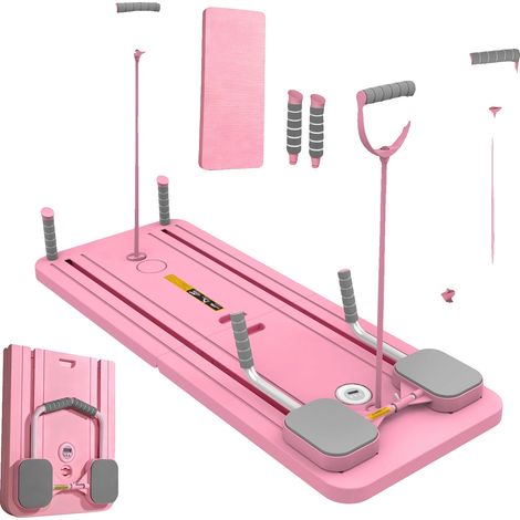 Appareil d'Abdominaux, Planche de Pilates Multi-Fonction, Équipement d'Entraînement de Force, rose (1/2)