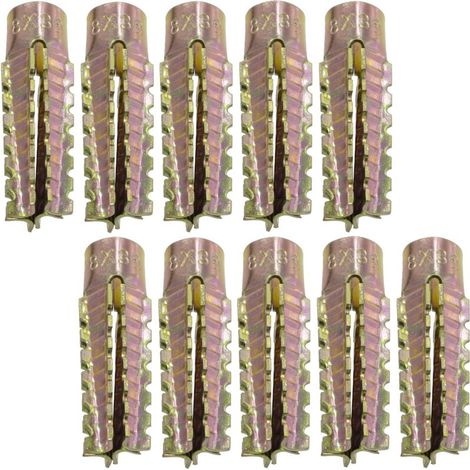 Lot de 10 chevilles à expansion en métal M8x38mm Fixation béton, carreaux de plâtre Résistance élevée, sans pré-perçage (1/5)