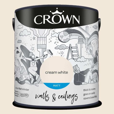 CROWN WALLS AND CEILINGS MATT CREAM WHITE 2.5L