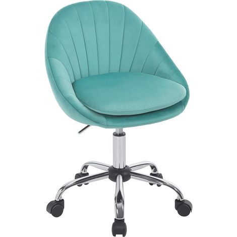 Woltu – Chaise de bureau pivotante réglable en hauteur – Revêtement velours turquoise – Dossier ergonomique – Hauteur d'assise 46,5-56 cm (1/5)