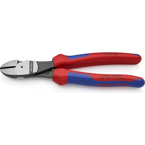 KNIPEX 74 02 200 SB Tronchese laterale per meccanica tipo "forte" con manici comfort atramentata nera 200 mm (1/3)