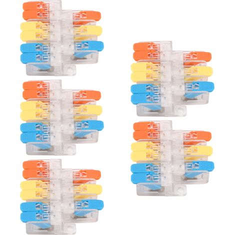 Lot de 5 connecteurs électriques 3 entrées/6 sorties, 41 A, 450 V, pour câbles de section 0,5 à 6 mm² (10 à 20 AWG). (1/5)