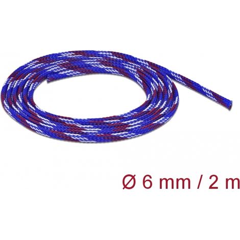 Delock Funda trenzada estirable 2 m x 6 mm, color azul-rojo-blanco