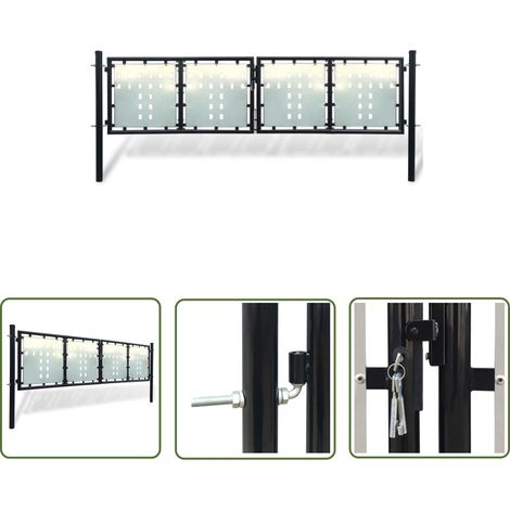 The Living Store Zauntor (Einzeltor) Schwarz 300x125 cm - Gartentor - Zaun - Einfahrtstor - Stahltür - Schwarz (1/5)