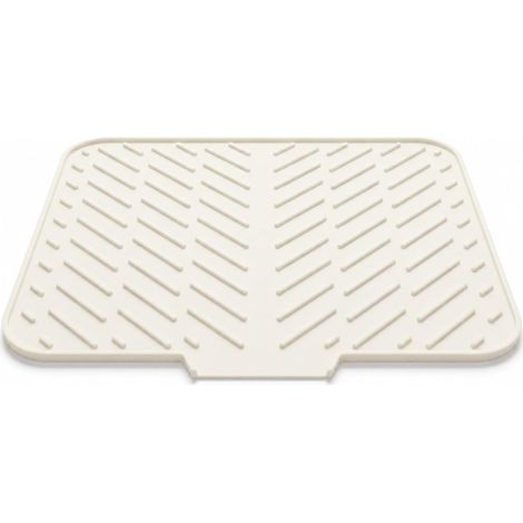 Tapis d'égouttement en silicone 40 x 30 cm - Blanc crème - Avec pente et drain - Résistant à la chaleur - Pour cuisine et évier - Antidérapant et passe au lave-vaisselle - Design compact (1/5)