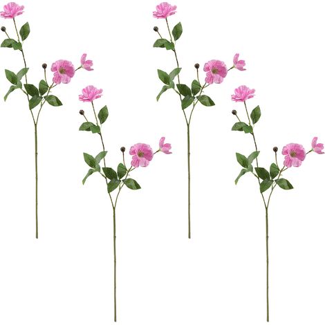 [Dunkelrosa] 4 künstliche Phalaenopsis-Orchideen, künstliche Blumen, Freesien, Pfingstrosen, Blumenarrangement, Dekoration für Wohn- und Esszimmer. (1/2)