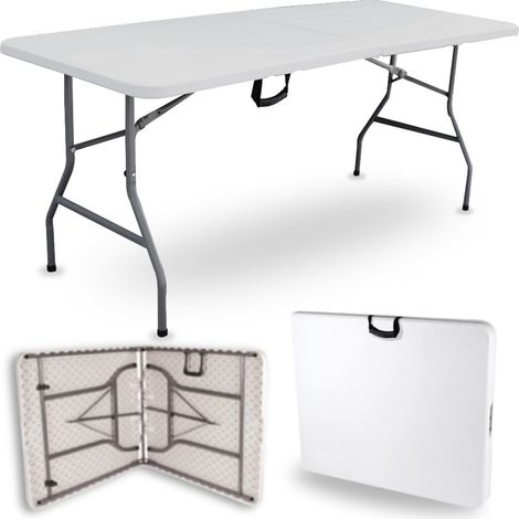 Terre Jardin – Table de pique-nique pliante 8 places 180cm – Polyéthylène et acier – Poignée de transport pour déplacement facile – Dimensions 180x74cm