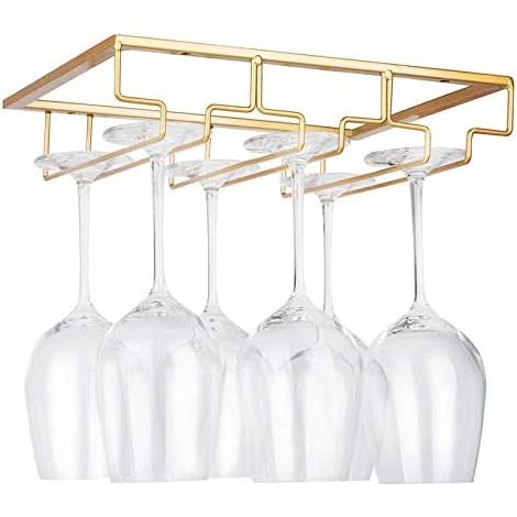 Weinglasregal – Weinglas-Aufbewahrungshalter unter dem Schrank, Metallregal für Bar und Küche, Gold (1/5)