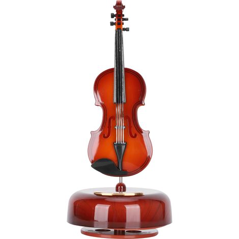 Drehbare, celloförmige Spieluhr, dekoratives Musikinstrument mit Ständer für Zuhause (1/5)