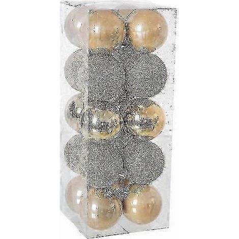 Boules de Noël dorées en plastique, 6 cm de diamètre, lot de 20 pièces, idéales pour décorer un sapin de Noël traditionnel britannique.