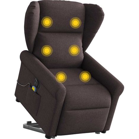 Elektrischer Massagesessel mit Aufstehhilfe Dunkelbraun Stoff