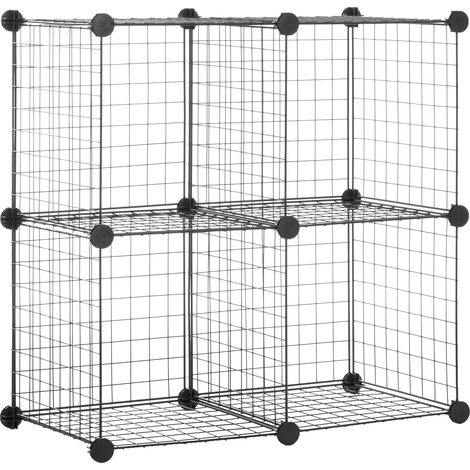 Lot de 4 cubes de rangement en fil métallique, Noir, 36.98 x 76.96 x 76.96 cm (1/5)