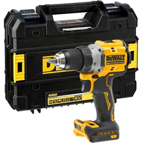 Dewalt – Perceuse visseuse 18V 90Nm – Moteur brushless – 2 vitesses tout métal – Mandrin 13 mm – Crochet ceinture avec porte embout