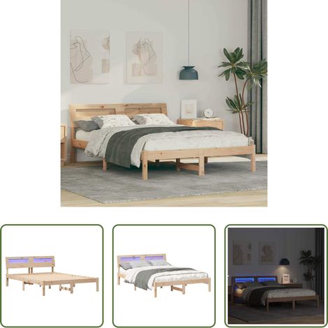 vidaXL Tête de lit - Cadre de lit avec tête de lit Marron 140 x 190 cm Pin massif (1/5)