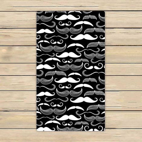 Serviette de bain en microfibre à motif moustache « A Gentlemen Club », 40 x 70 cm