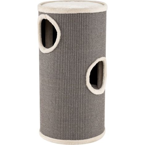 Condominio per gatti a 4 livelli 36 x 36 x 70 cm con 3 comodi nascondigli e tappetino graffiante in legno PVC grigio 200017585