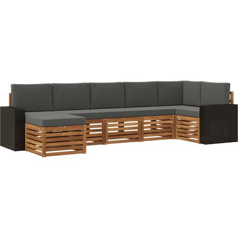Outdoor-Sofagarnitur 7 stk. 6-Sitzer Natur und Anthrazit vidaXL (1/5)