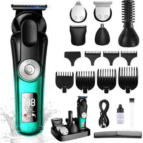 6-in-1-Profi-Mann-Pflegeset (Snor, Lichaam, Gezicht), 17-delig, Haartrimmer, Neus/Oor/Lichaam/Gezichtstrimmer, elektrisches Scheergerät mit Typ-C-Ladegerät (1/5)