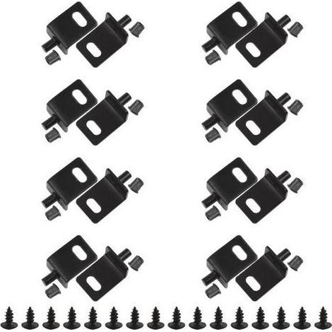 Lot de 8 charnières pivotantes noires en métal à tige cachée pour porte d'armoire en bois avec charnières de porte à broches pour porte d'armoire en bois oscillante librement (trou simple) (1/4)