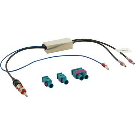 Adaptateur antenne Fakra Male set vers DIN Male 12V phantom LEONI