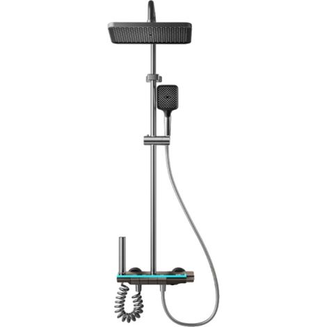 Ensemble de robinet de douche, affichage numérique de la température, hauteur réglable, Chaud Froid Gris (1/2)