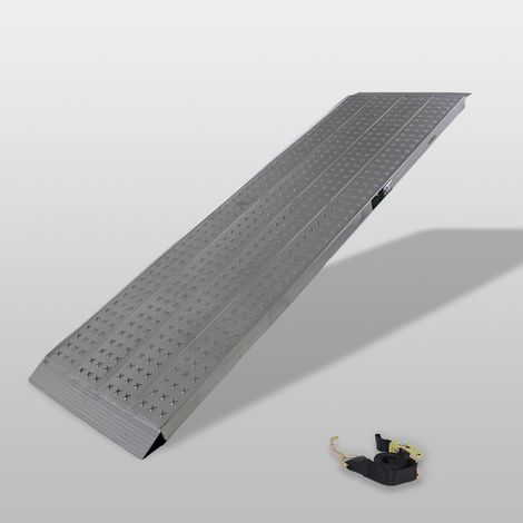 TRUTZHOLM 1 x Auffahrrampe leichte Ausführung 200 x 56 cm Traglast 270kg Alu grau profiliert Verladerampe