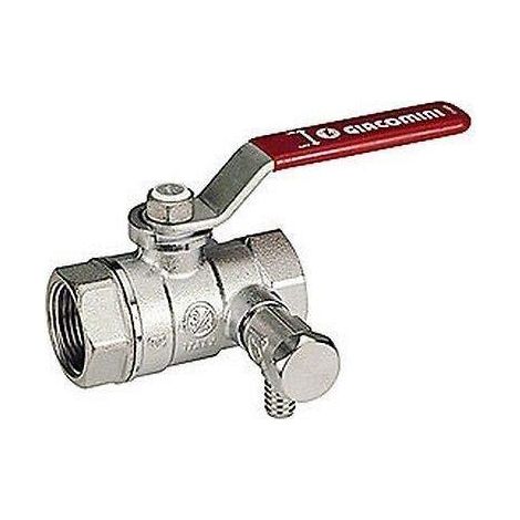 Válvula de esfera cromada con conexión hembra-hembra con grifo de descarga Giacomini R250DS  1/2"