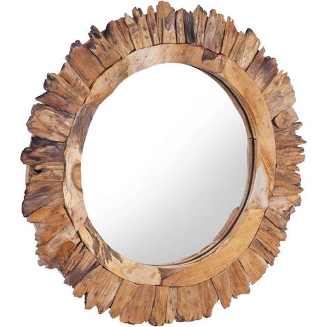 Maison Exclusive - Wandspiegel 60 cm Teak Rund