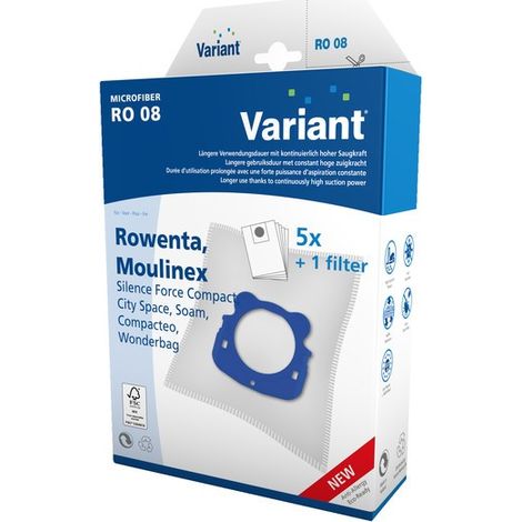 Lot de 4 sacs à poussière haute filtration – Accessoire pour aspirateurs traîneaux – Compatible avec Rowenta Silence Force et Power XXL (1/5)