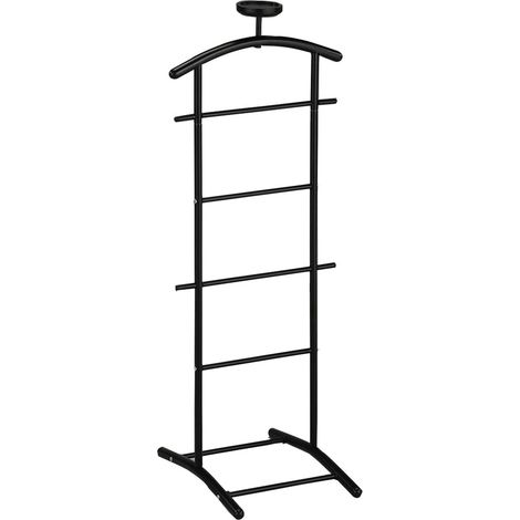 Idimex – Valet de chambre métal laqué noir – 1 cintre pour vestes et chemises – 4 tringles – Étagère vide-poche pratique – Hauteur 112 cm (1/3)