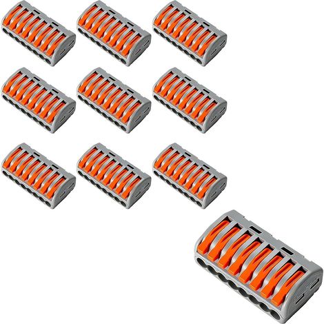 10 x Electric Cable Connectors, 8 Ports Electrical Connectors Compact Connection Terminals, Quick and Secure Installation for Home and Building Wiring (1/5)