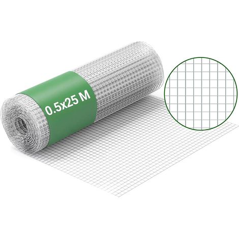 Rete metallica zincata – 25 metri x 50 centimetri / diametro del filo 0,7 millimetri / maglia 12 x 12 millimetri (1/5)