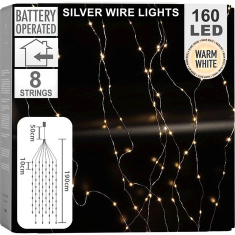 Luces para árbol de Navidad con cable de 160 LED, 190 cm (1/5)