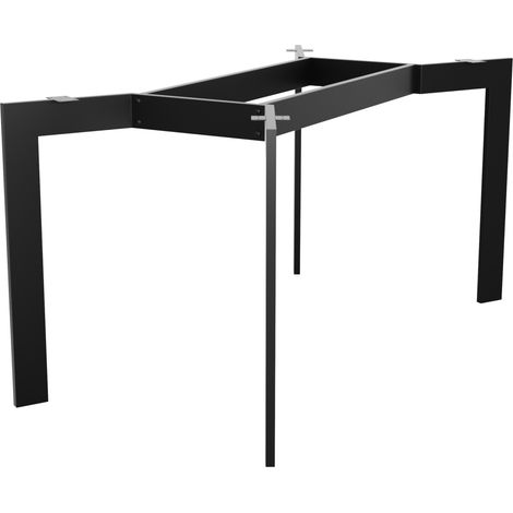 MetaloPro pieds de table en métal noir forme trapèze – Acier robuste avec vis et patins pour table basse, salle à manger, salon 120x70x72 cm (1/5)