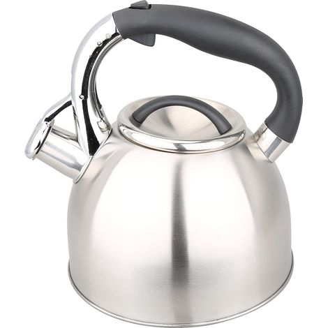 1 Bouilloire sifflante, Acier inoxydable, 3 litres, Fond épais, Tous feux dont induction, Cuisine (1/2)