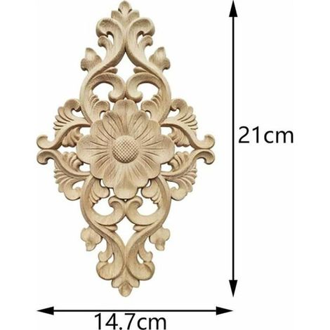 2 Pcs Décoratif Moulure En Bois Sculpture Sur Bois Sculpture Sur Bois Fleur Stickers Bois Sculpté Vintage Bois Sculpté Incrustation Bois Non Peint Bois Stickers pour La Maison (1/4)