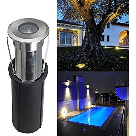 TrAdE Shop Traesio - Faretto Segnapasso Led 2w Luce Blu Ray Calpestabile Impermeabile Incasso Esterno Ip68 -