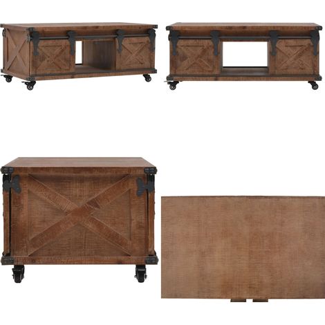 Couchtisch Massivholz Tanne 91x51x38 cm Braun - Holztisch - Couchtisch - Wohnzimmertisch - Vintage Möbel - Industrielles Deko - Home & Living (1/5)