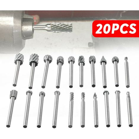 Ortviai Fraise carbure pour outil rotatif – 20 pièces, tige 3 mm, acier rapide, haute résistance à l’usure (1/5)